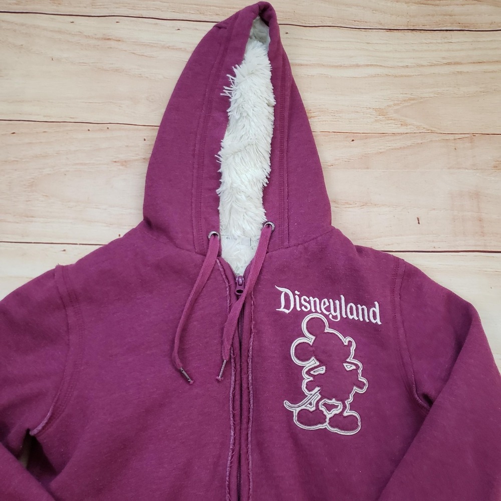 Disney Parks Hoodie Girls Large Purple Sherpa Lined Full Zip Disneyland Mickey - Picture 3 of 10